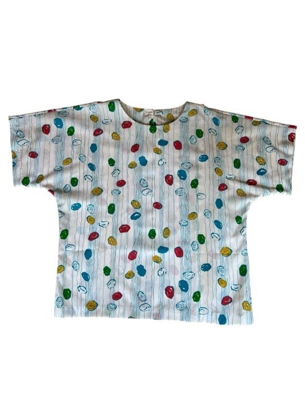 Division of Graff Women's Vintage Colorful Satin Career Blouse Size Medium